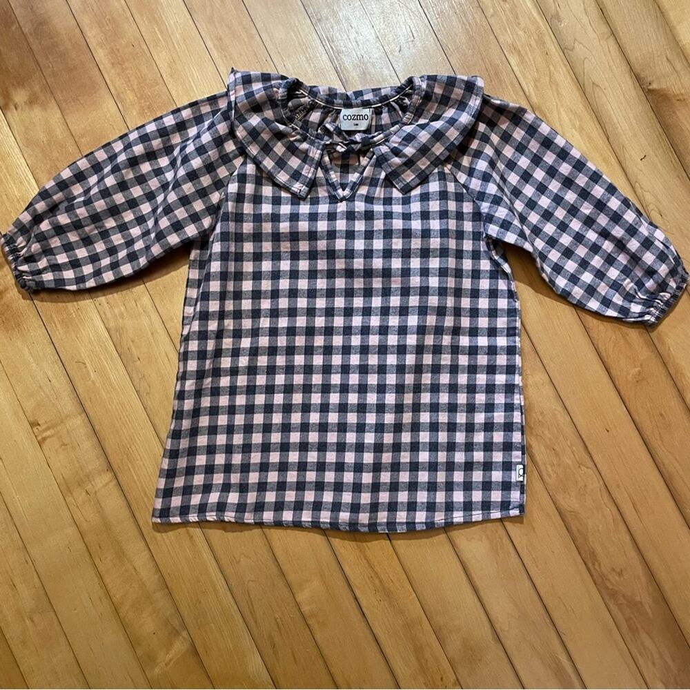 Cozmo Pink And Grey Plaid Dress